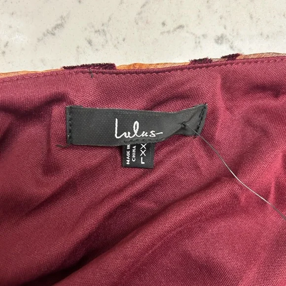 Lulu's One Shoulder Velvet Dress in Wine and Red - Picture 2 of 3